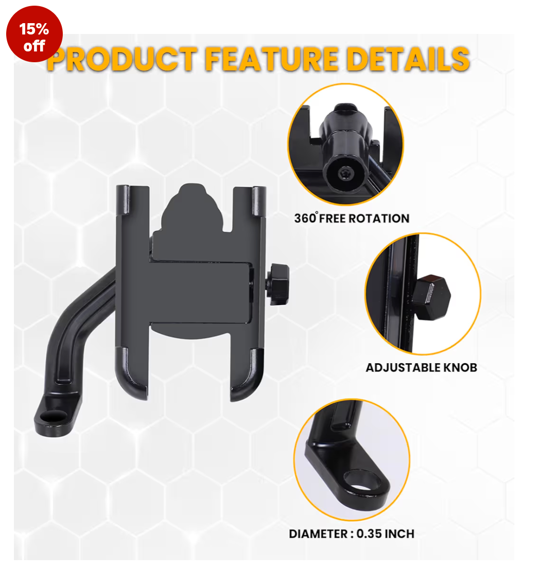 B40 Bike Mobile Holder or Phone Holder, Mobile Mount for
Bike - 360° Rotation, One-Click Lock, Anti-Shake Grip-
Aluminium Body,