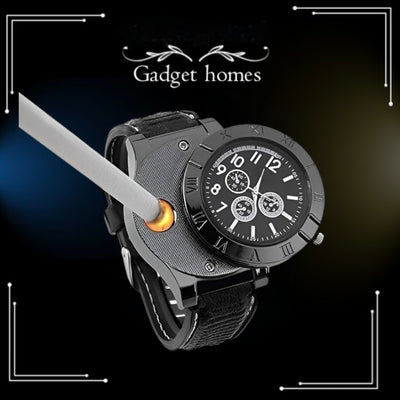 2 in 1 Electronic Cigarette Lighter Watch with USB Rechageable Sporty Wristwatch Stylish Cigarette Lighter Watch, Multifunctional