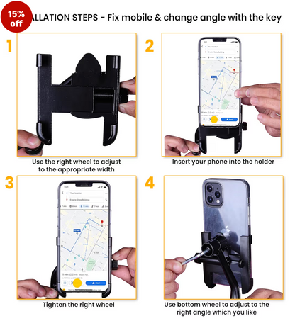 B40 Bike Mobile Holder or Phone Holder, Mobile Mount for
Bike - 360° Rotation, One-Click Lock, Anti-Shake Grip-
Aluminium Body,