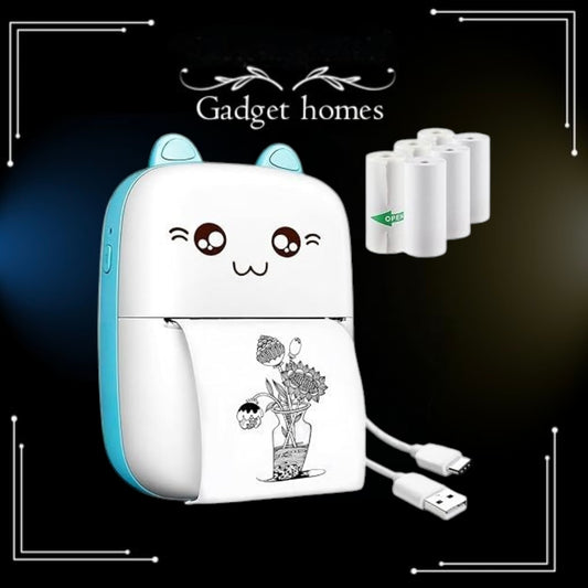 Mini Bluetooth Printer for Kids| Durable, Portable & Safe| Kitty Themed Thermal Printer