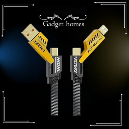 AlakhDM 4-In-1 Multifunctional 65W Fast Charging Cable With Metal Zinc Alloy Head,