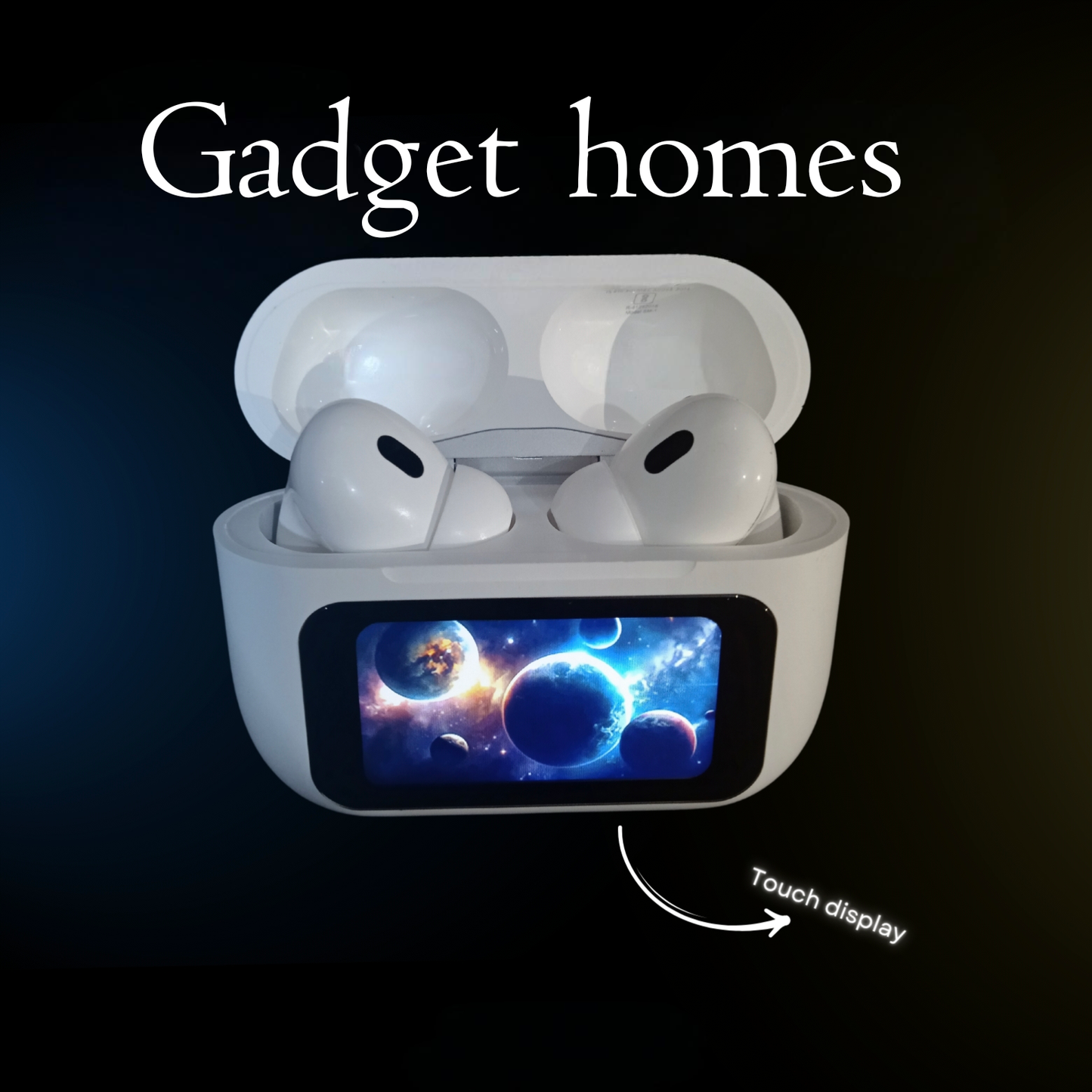 A9 Pro wireless earbuds with a smart touch screen display