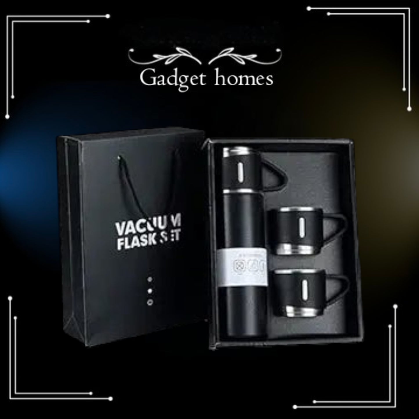 Vacuum Flask Set with 2 Cups, Insulated Double Wall Stainless Steel 500ml